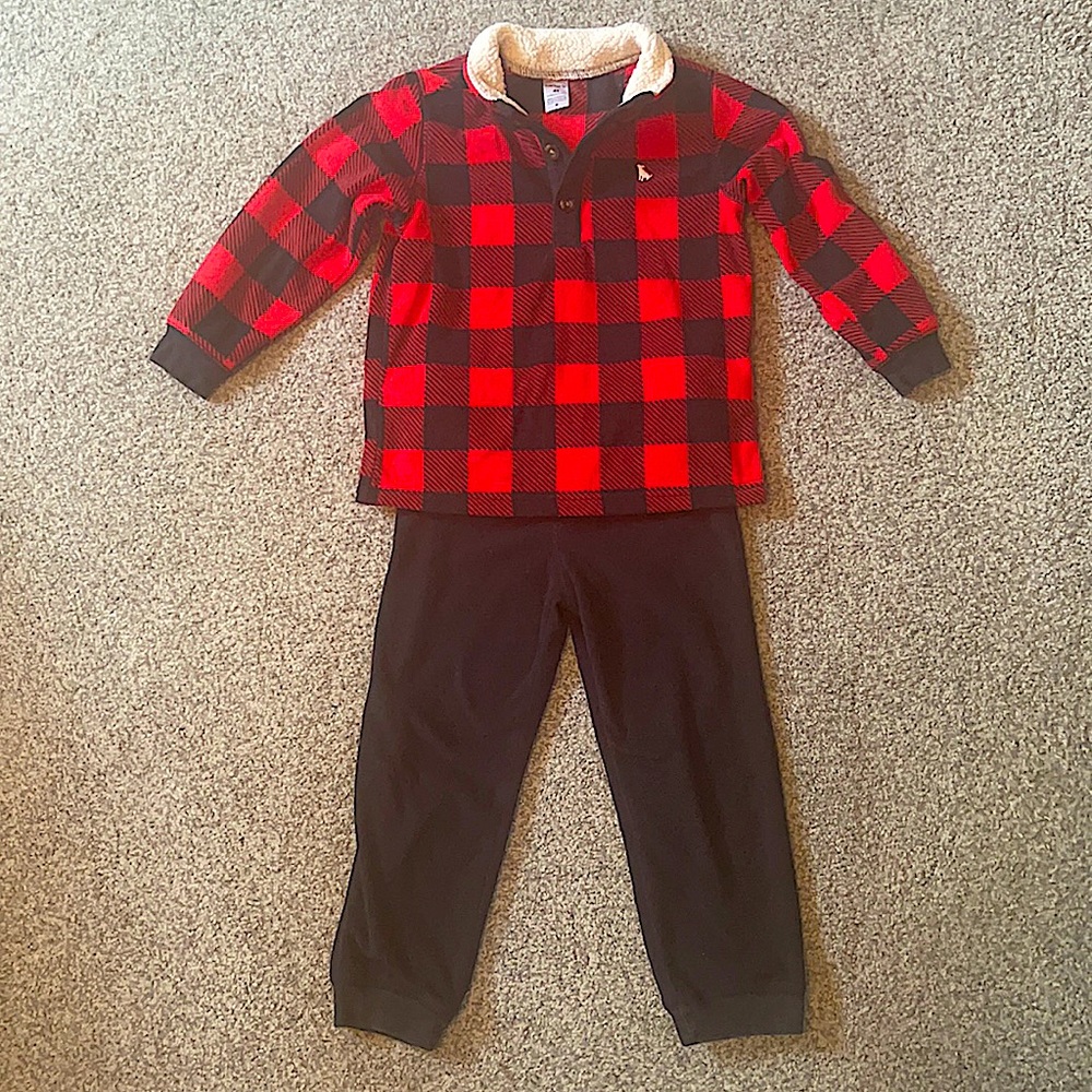 CARTER’S Boys 4T Plaid Shirt & Black Pants WORN 1X
